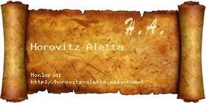 Horovitz Aletta névjegykártya
